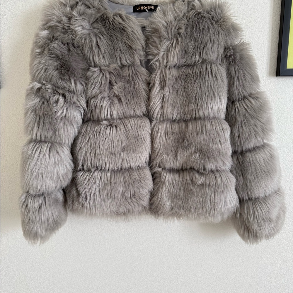 Gray Faux Fur Jacket